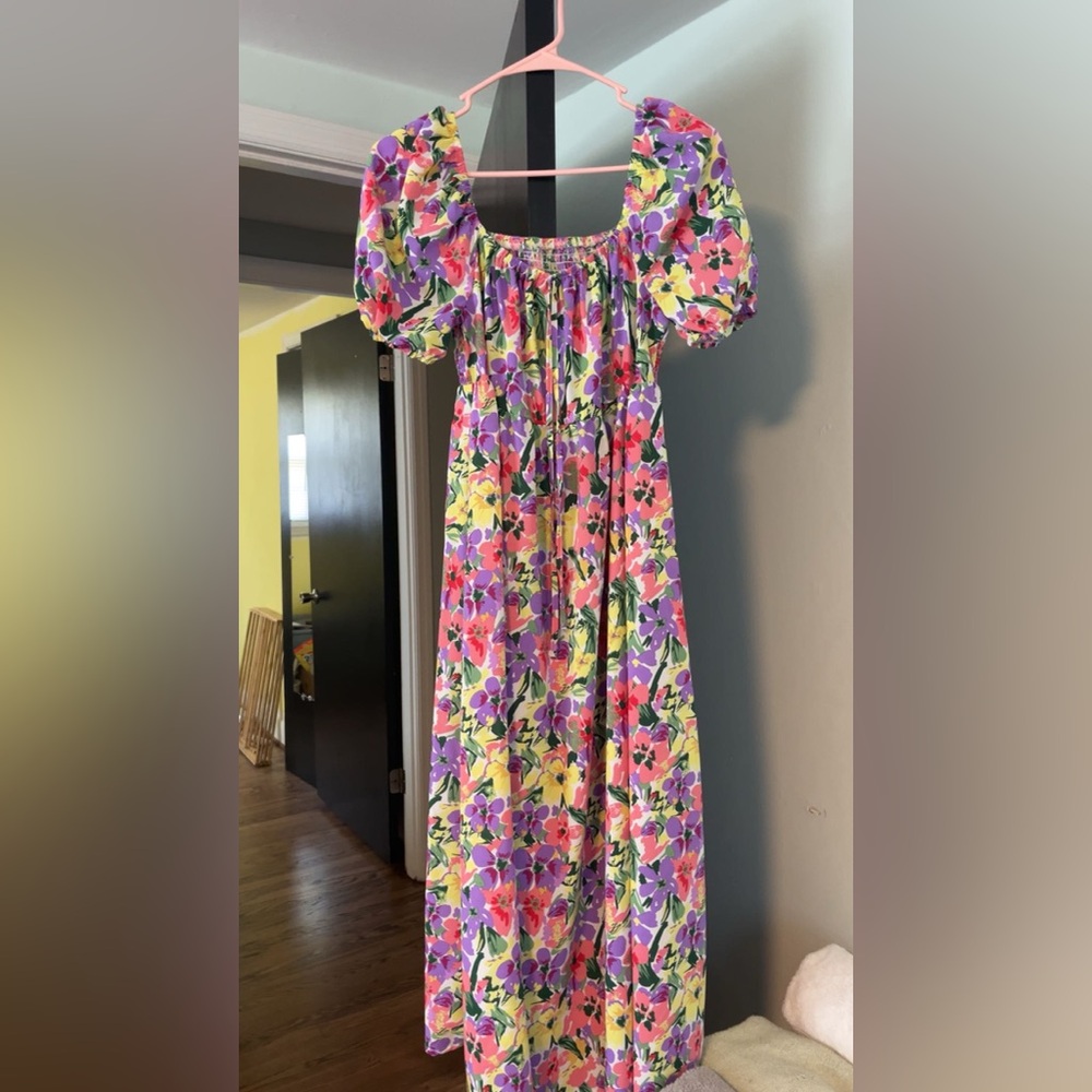 Floral Puff Sleeve Maxi Dress